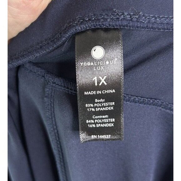 Yogalicious Lux Joggers Women Navy Blue Drawstring Pockets Elastic Waist Size 1X - Picture 9 of 9